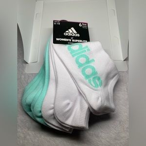 ADIDAS Women’s Superlite Sz 5-10 No-Show 6 Pairs Green & White Socks NWT $20